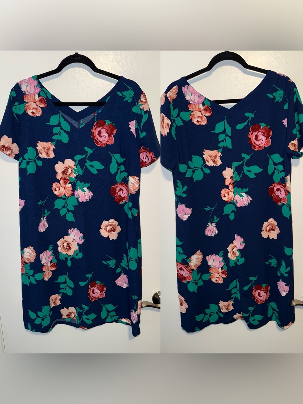 Apt. 9 Navy Floral Mini Dress with Pink & Green